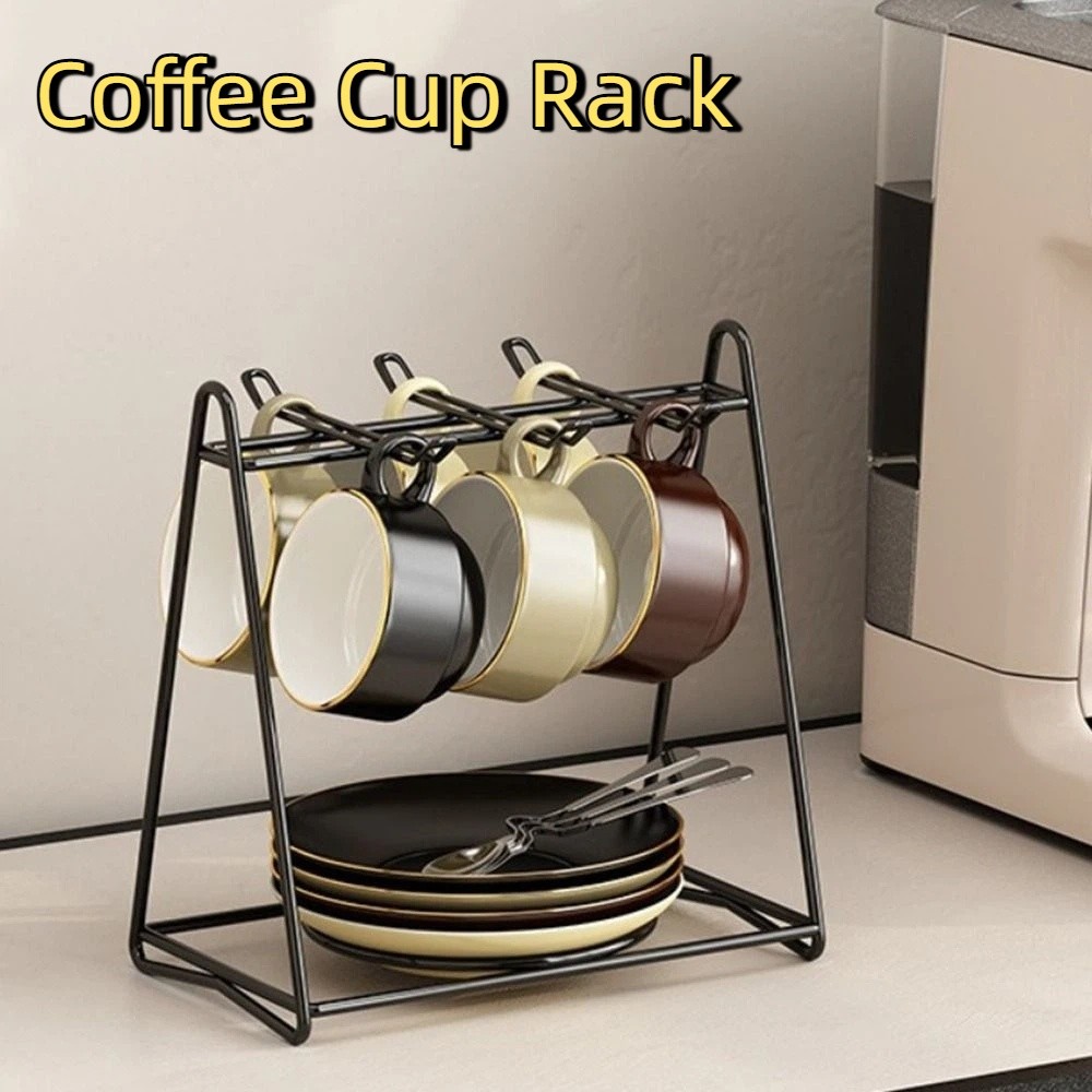 Durable Vertical Coffee Cup Rack 6 Cups Vertical Cup Plate Rack Hanging ...