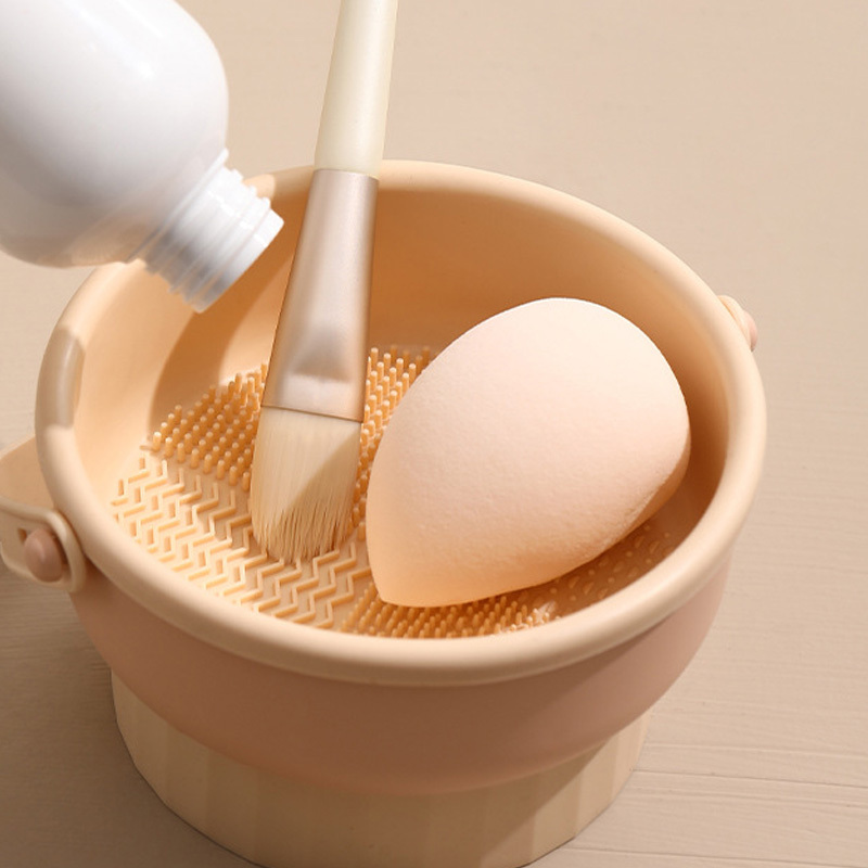 Multifunctional Silicone Makeup Brush Cleaner Makeup Egg Cleaner Powder Puff Drying Holder