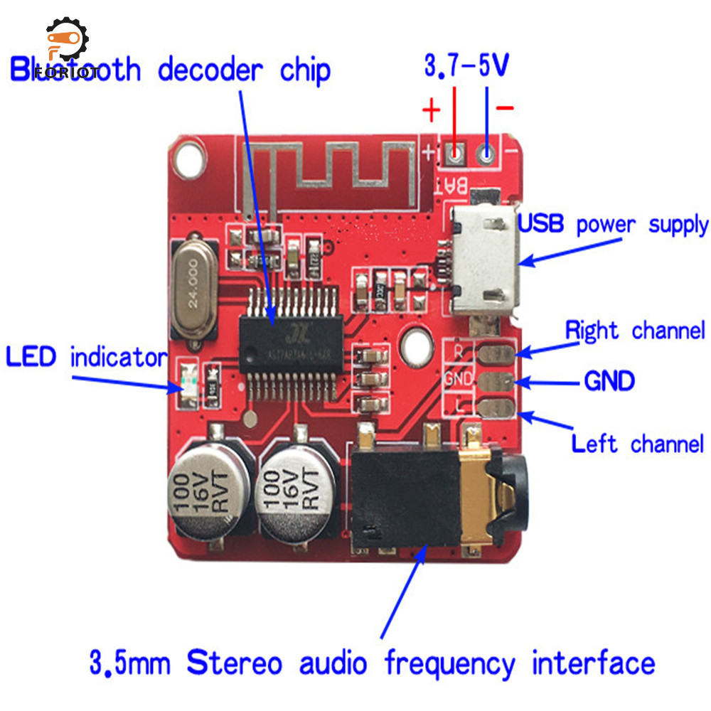 Foriot MP3 Bluetooth Decoder Board Lossless Car Speaker Audio Amplifier Board Modified Bluetooth 5.0 Circuit Stereo Receiver Module 5V