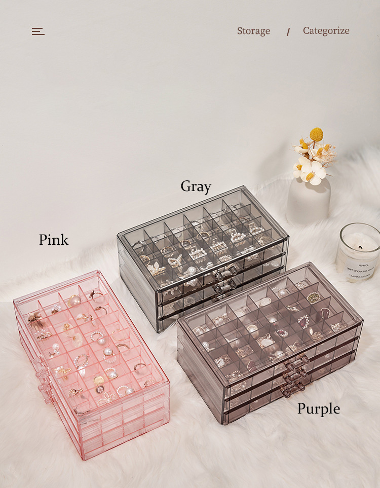 Storage box Large capacity Drawer type Makeup storage box Light luxury Jewelry case Dust prevention Desktop organizer transparent Jewelry storage box