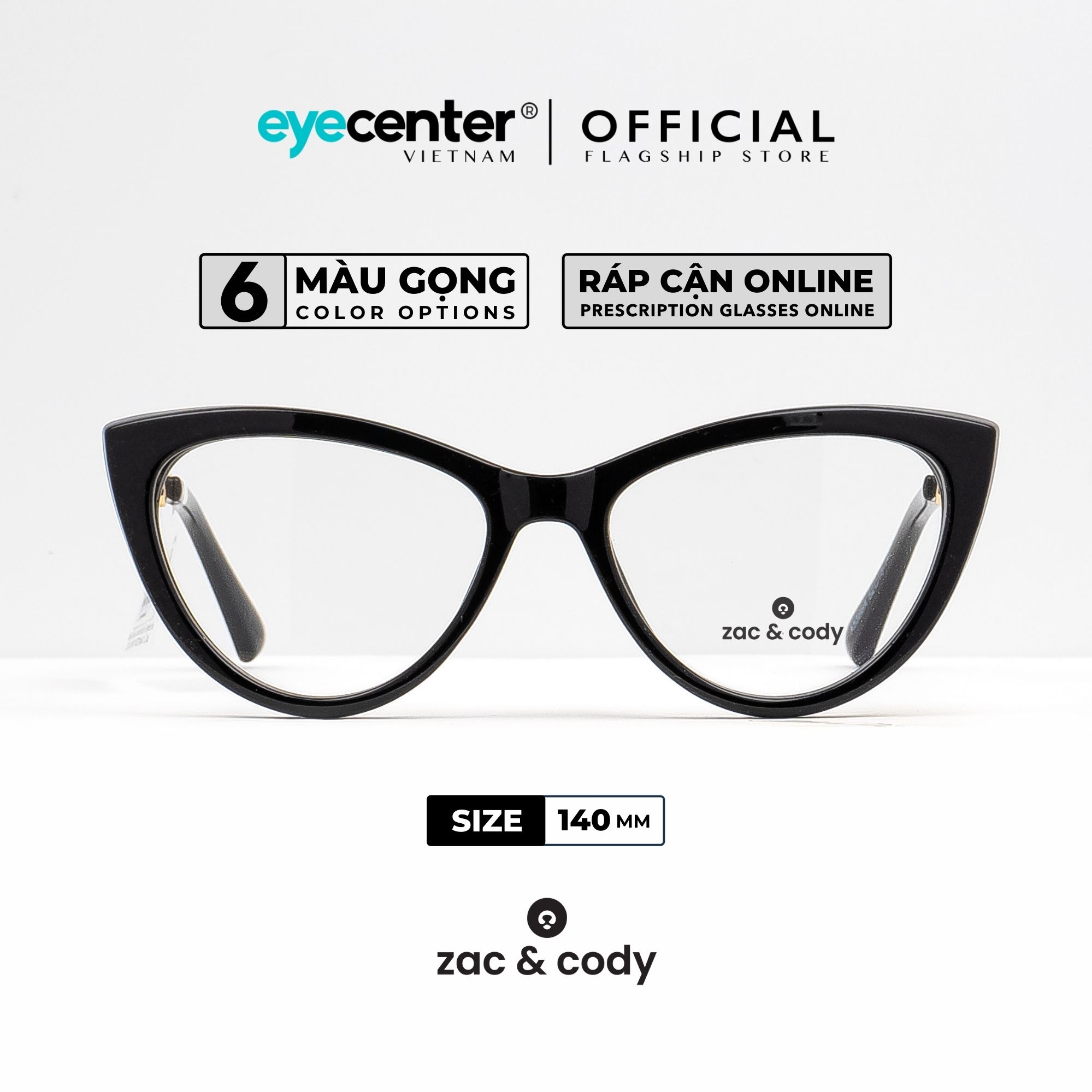 Gọng kính cận nữ mắt mèo chính hãng ZAC & CODY C63 kim loại chống gỉ khung viền nhựa dẻo nhập khẩu by Eye Center Vietnam