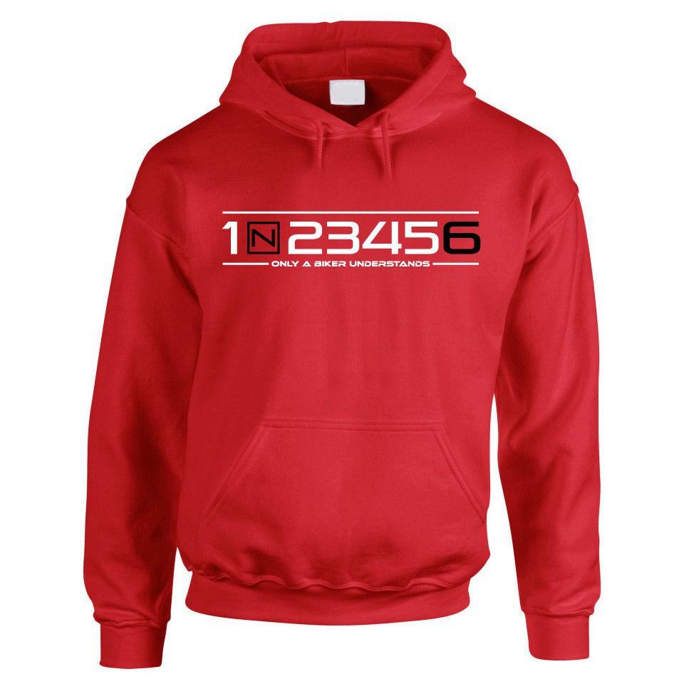 1N23456 1 N 2 3 4 5 6 Motorcycle Motorbike Gear Shift Hoodie Hooded Hoody Gears