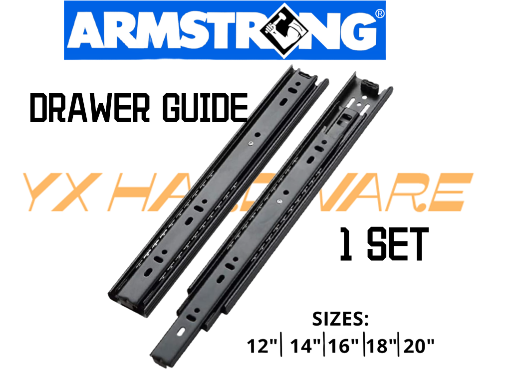 ARMSTRONG DRAWER GUIDE 1 SET Drawer Sliders Set Full Extension Ball Bearing 3 Fold Heavy Duty