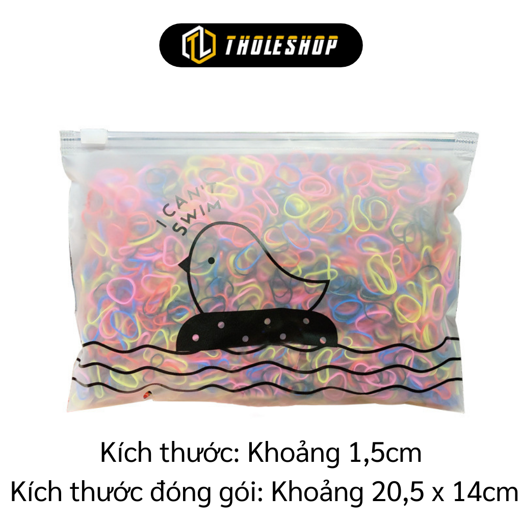 Thun cột tóc - Túi 1000 chun cột tóc nhiều màu bền, co giãn - Túi zip buộc tóc