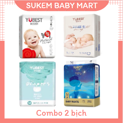 Combo 2 bịch bỉm yubest natural/ angel/ gold/ night dán/quần đủ size s90/m84/l78/xl72/xxl66/xxxl66