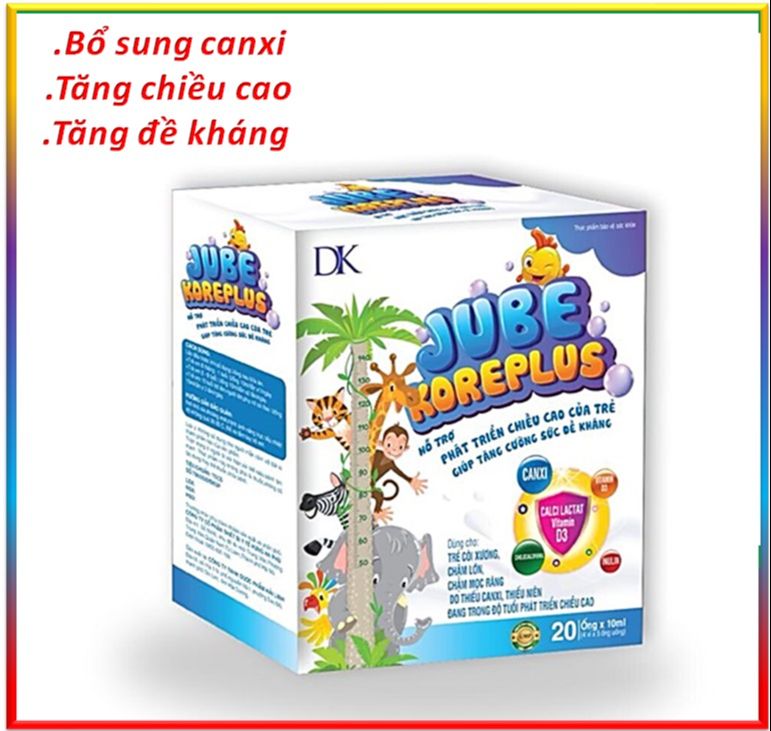 Siro Hỗ Trợ Phát Triển Chiều Cao Jube Koreplus- Bổ Sung Canxi , Vitamin D3 giúp Phát Triển Chiều Cao Trẻ , giảm Loãng Xương Người Lớn - Hộp 20 ống