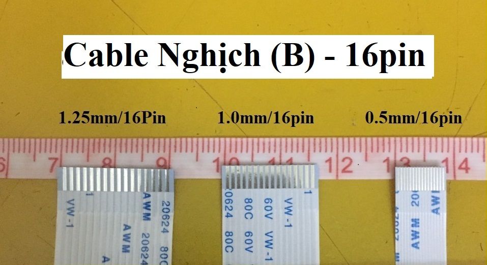 Cable FFC NGHỊCH (Type B): (Chân pin: 0.5-1.0-1.25mm) - (Số pin: 16-21-23-25-32pin) - Chiều dài cable 25cm