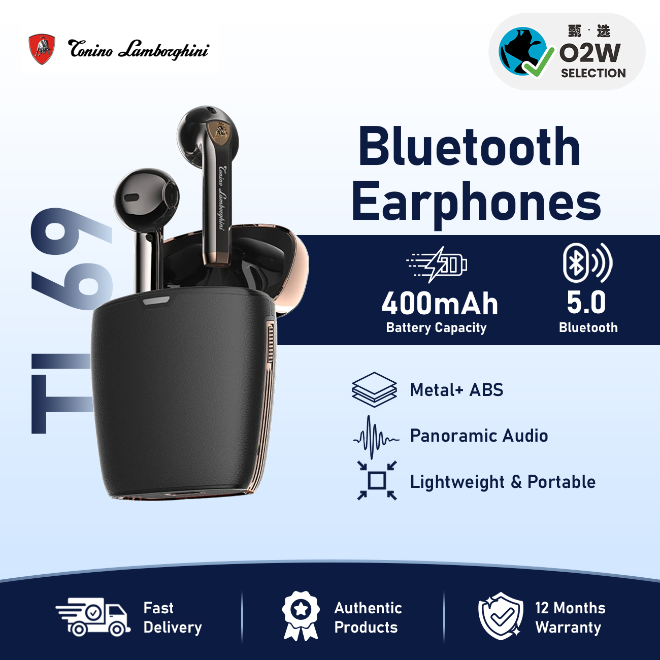 TONINO LAMBORGHINI Luxury TL69 Musician Bluetooth Earphones 