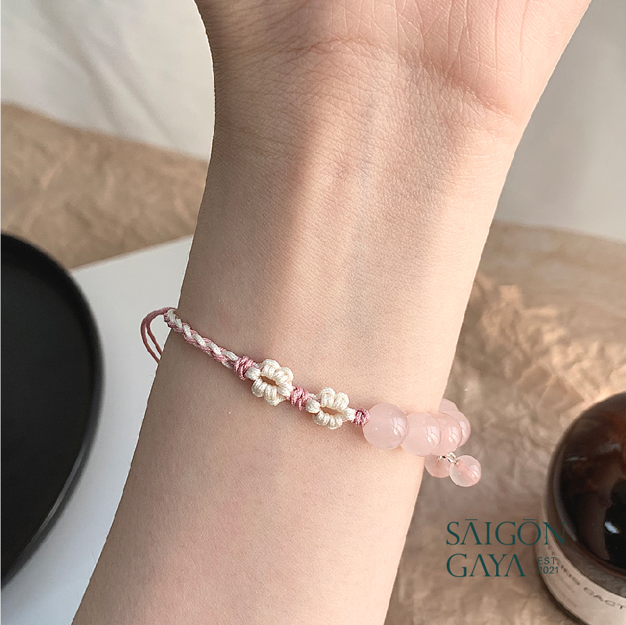 Vòng tay đá pha lê hồng tự nhiên [Siêu đẹp]