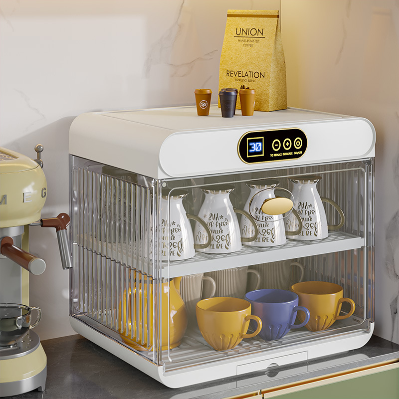 Cup holders, household dustproof cup storage shelves, foldable tabletop tea cup shelves, tea set storage cabinets
