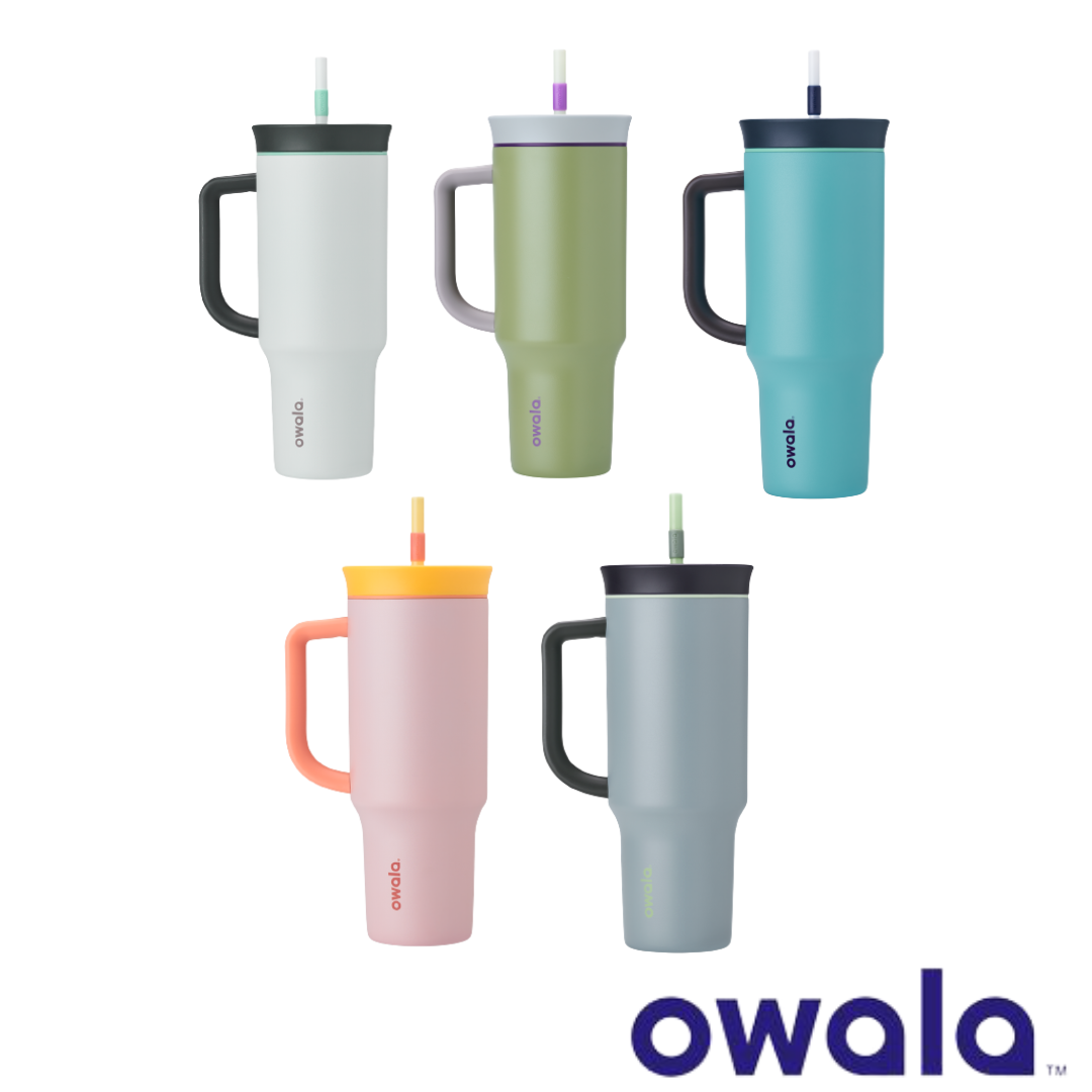Owala Stainless Steel Travel Tumbler w/ Handle / 40oz / Color: Cloudscape