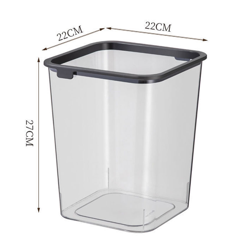 Transparent square large kitchen, household garbage bin, pressure ring, living room, office, high aesthetic garbage paper basket, garbage bin