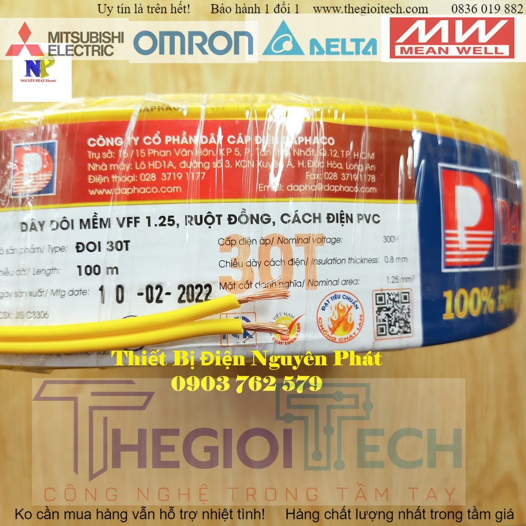 Dây điện đôi mềm 2x0.5mm ,2x0.75mm, 2x1mm, 2x1.5mm- bán lẻ theo mét