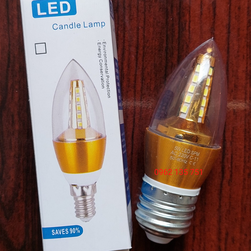 Bóng LED Nến (Quả Nhót) Dùng cho Đèn Chùm Đuôi E14, E27