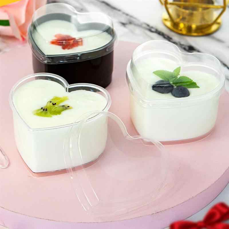 Hộp nhựa trái tim đựng bánh mousse, tiramisu, panna cotta, rau câu, kem