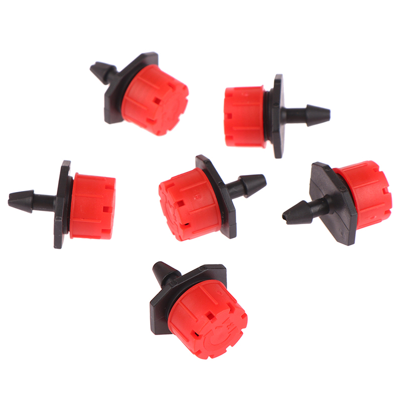 50PCS 1/4'' Barb Red Adjustable Nozzles Garden Watering Irrigation Sprinkler Emitter Micro Drip Balcony Yard Greenhouse Spray WANNA