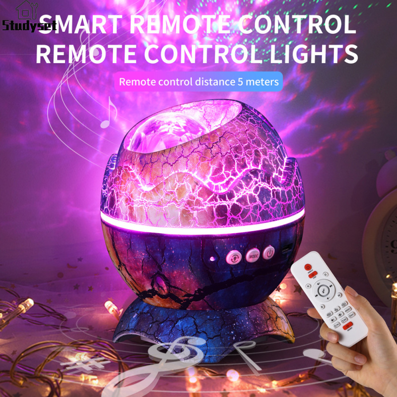 Studyset IN stock Led Dinosaur Eggs Shell Galaxy Starry Projector Bluetooth-compatible Remote Control Night Lights Children Gift