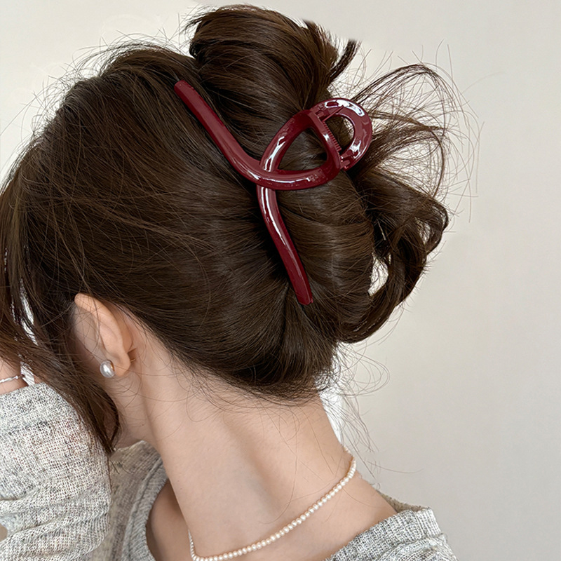 Women%20Large%20Dark%20Red%20Color%20Hair%20Claws%20Barrettes%20Hairpins%20Plastic%20Ponytail%20Hair%20Clips%20Girls%20Senior%20Hair%20Shark%20Clip%20Accessories%20XINYAN%20-%20Image%203