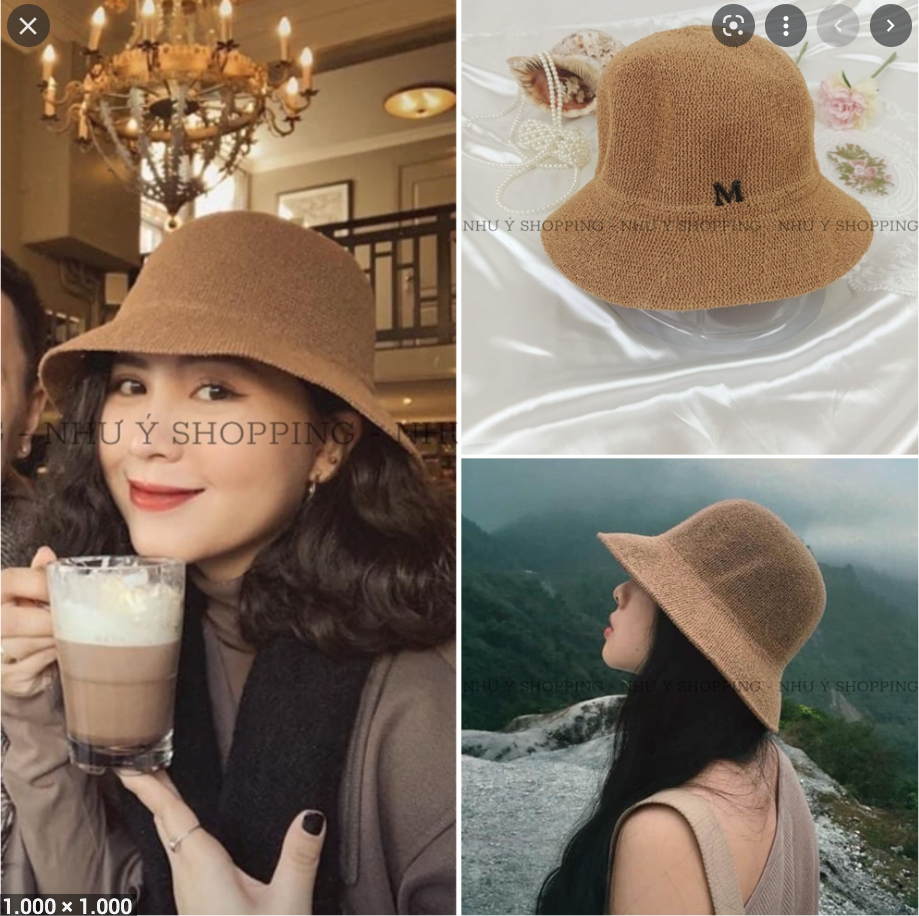 Nón mũ cói chữ M đi biển