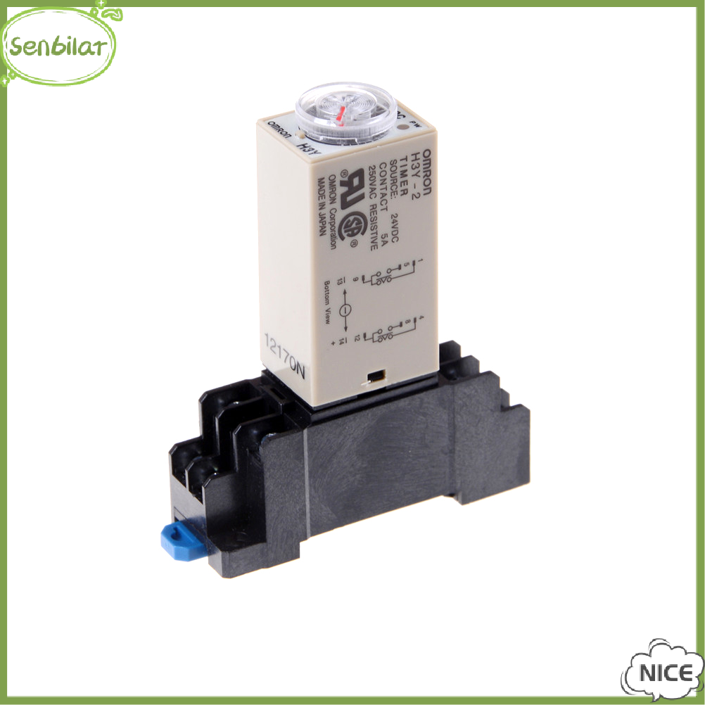 Dc 24v h3y-2 power on time relay delay timer 0-60 second dpdt base socket