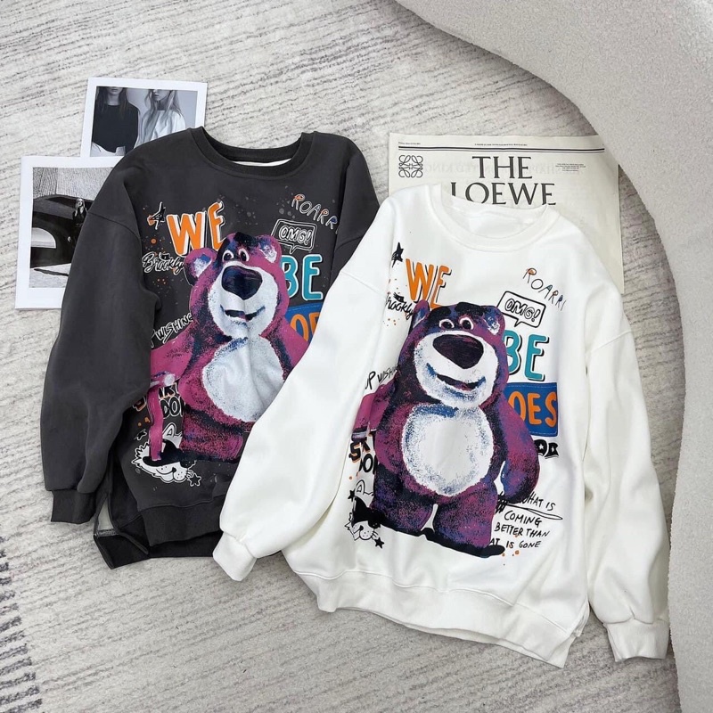 Áo nỉ sweater gấu hồng siêu xinh