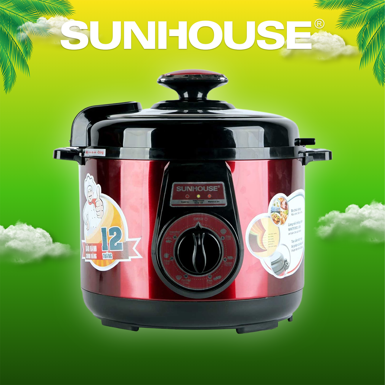 Nồi áp suất điện đa năng 5l sunhouse shd1552 - bảo hành chính hãng 12 tháng