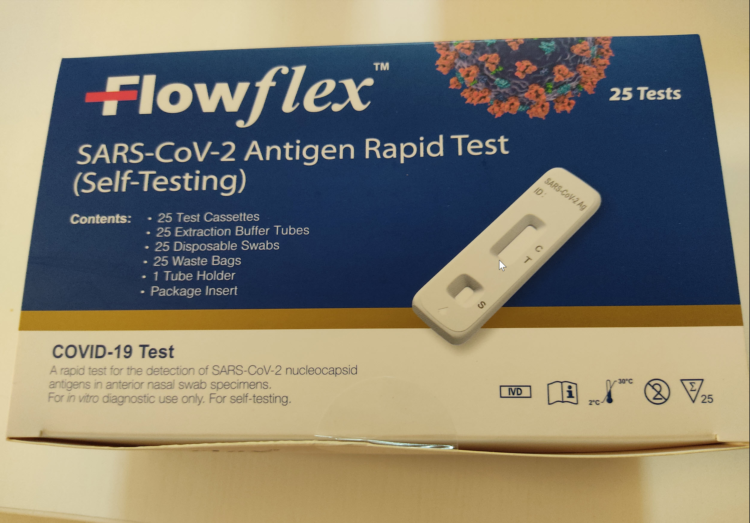 FlowFlex Covid19 ART Antigen Rapid Test Kit Self Testing 25 Tests