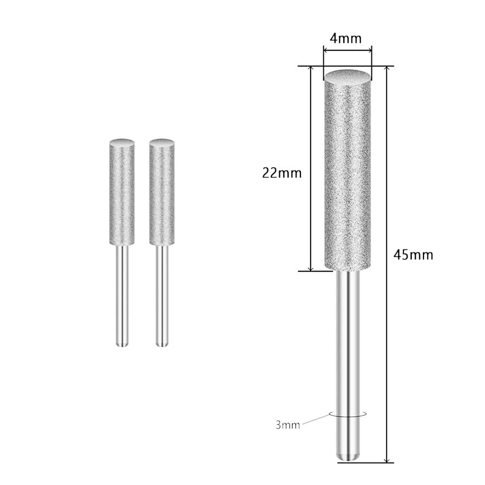 2PCS Diamond Coated Cylindrical Burr 4/4.8/5.5mm Chainsaw Sharpener Stone File Chain Saw Sharpening Carving Grinding Tools