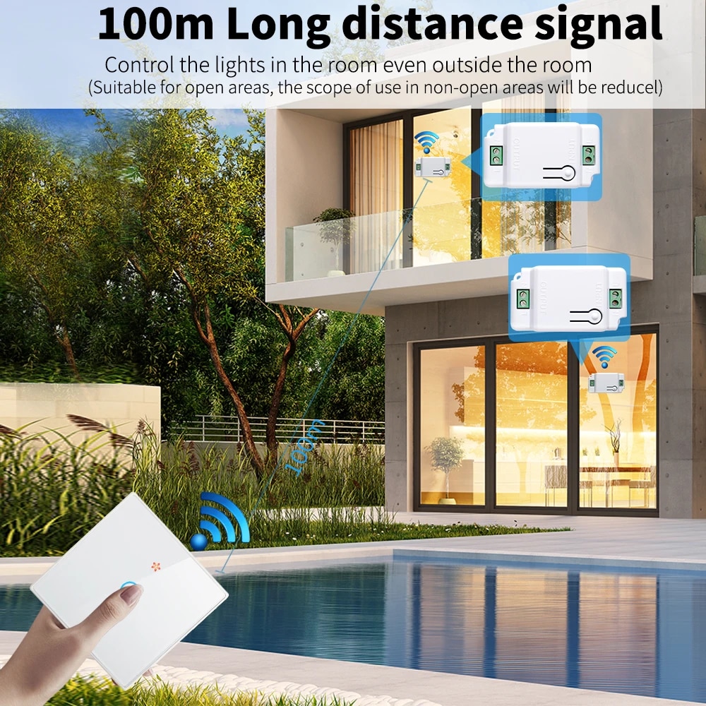 AXUS 1/2/3 Gang Wireless Wall Switch RF 433Mhz Interruptor Light Touch Switch Remote Control 86 10A Receiver For Lamp LED Fan