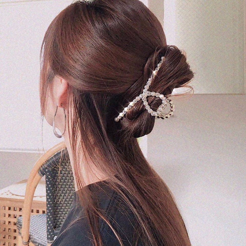 Kẹp tóc dáng dài đính hạt Modleaf Lovely pearl cubic Hàn Quốc