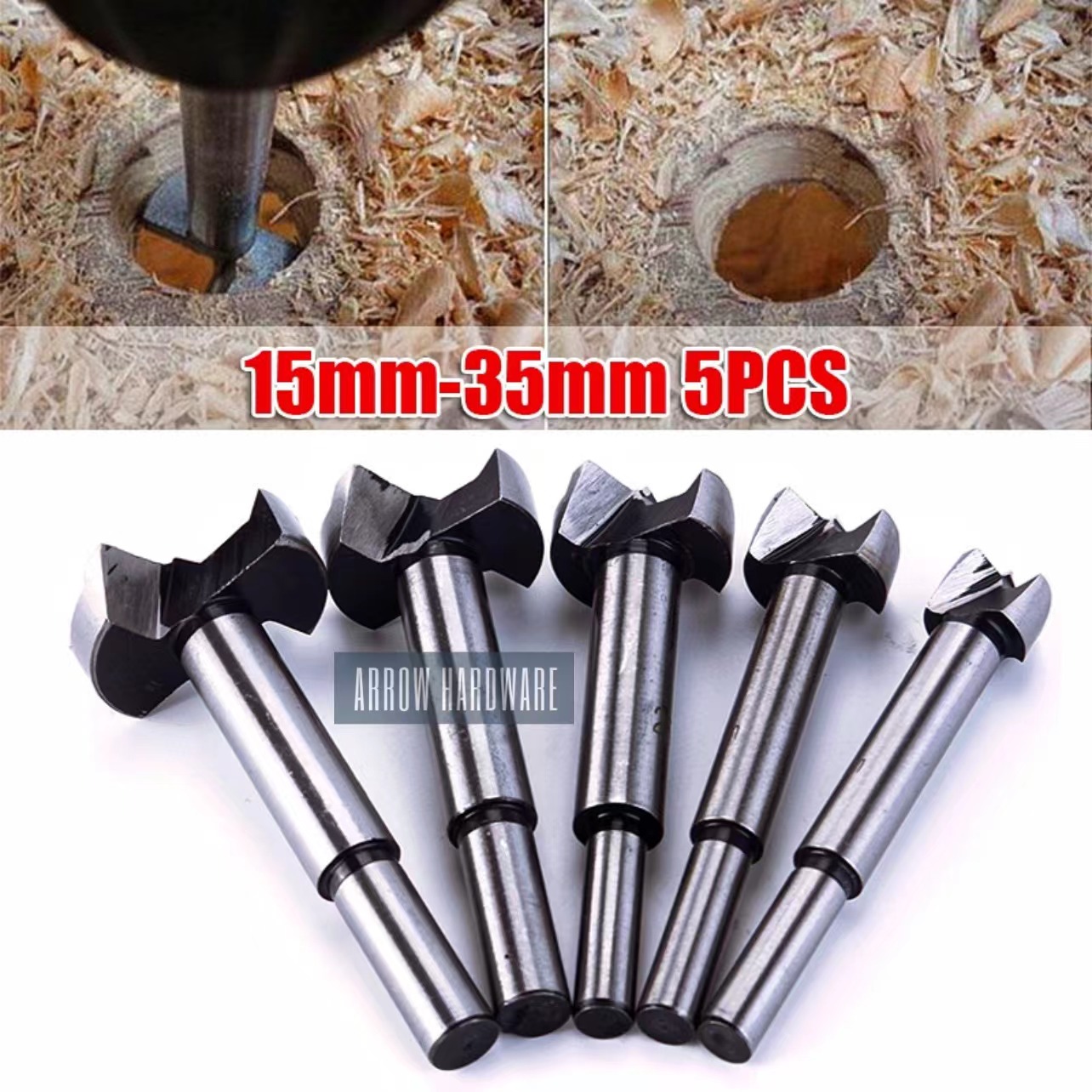 【COD + local seller】5PCS Auger Drill Forstner Bit Set Hinge Boring