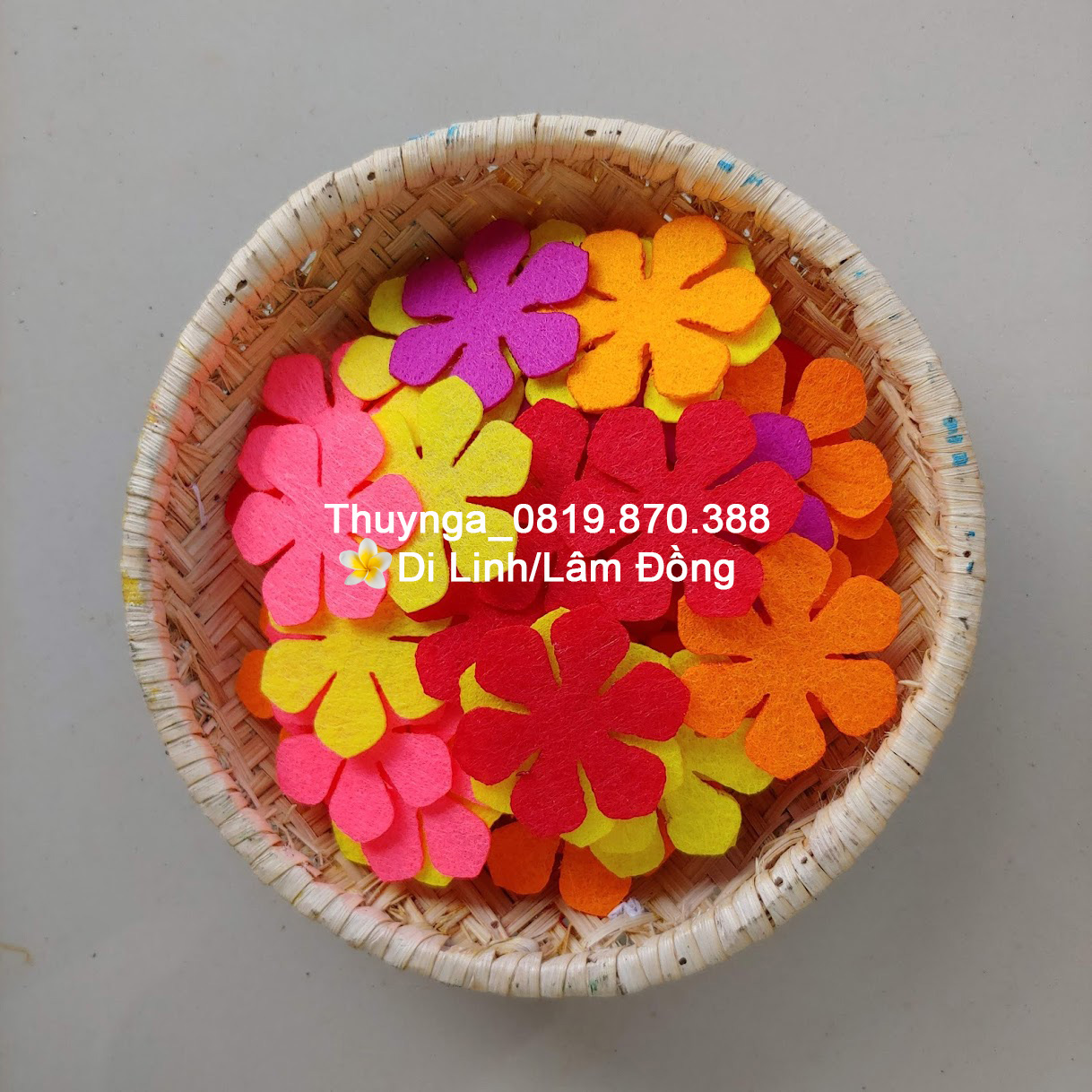 Sét 35 hoa vải nỉ 4cm mầm non