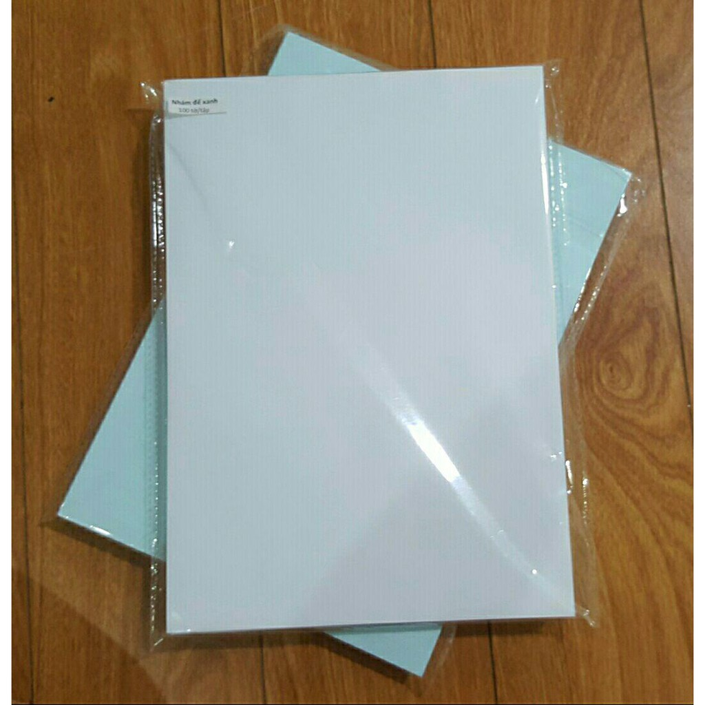 Giấy decal A4 đế xanh - Xấp 100 tờ
