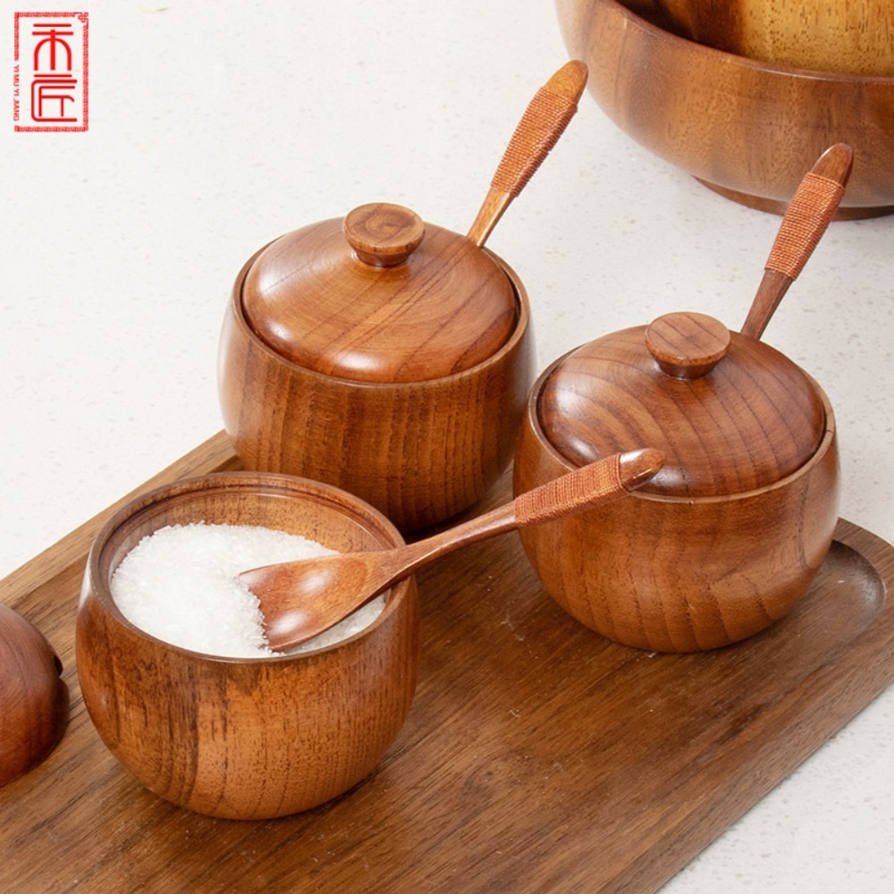 Kitchen Gadget Condiment Can Spice Shaker Storage Boxes Retro Salt Bowl ...