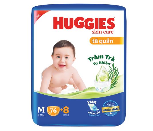 Tã quần huggies skincare super jumbo m76+8/l68/xl60/xxl54 miếng