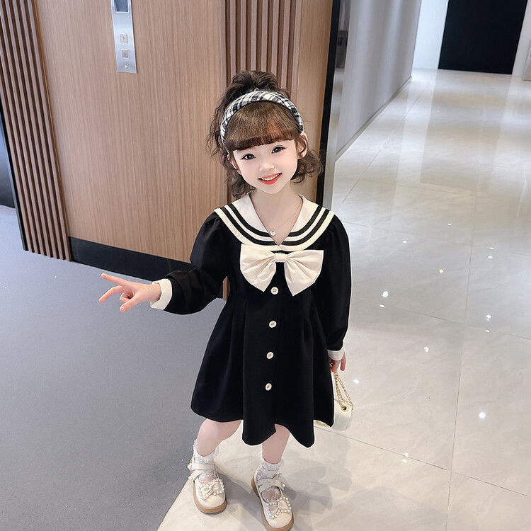 Váy liền phong cách hàn quốc mùa xuân thu cho bé gái