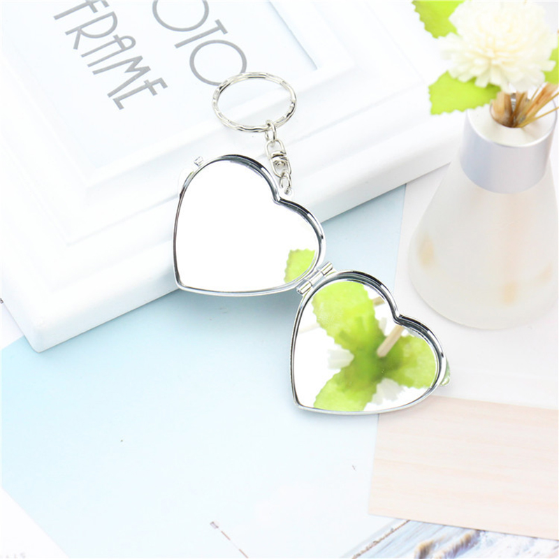 Travel Vanity Mirror Mini Round Mirror Portable Makeup Mirror Keychain Mirror Double-Sided Folding Mirror