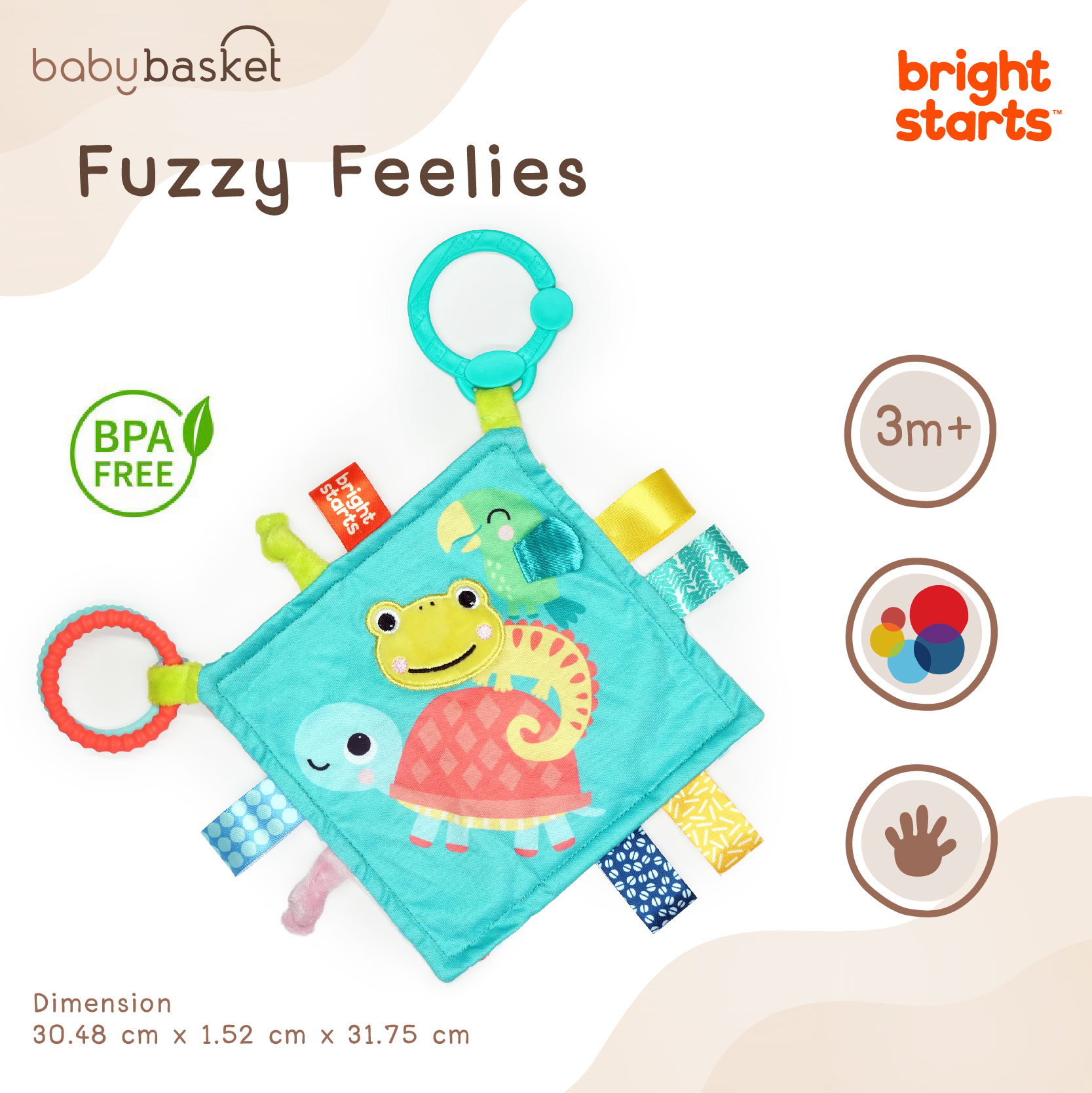 Bright Starts Fuzzy Feelies Soothing Blankie