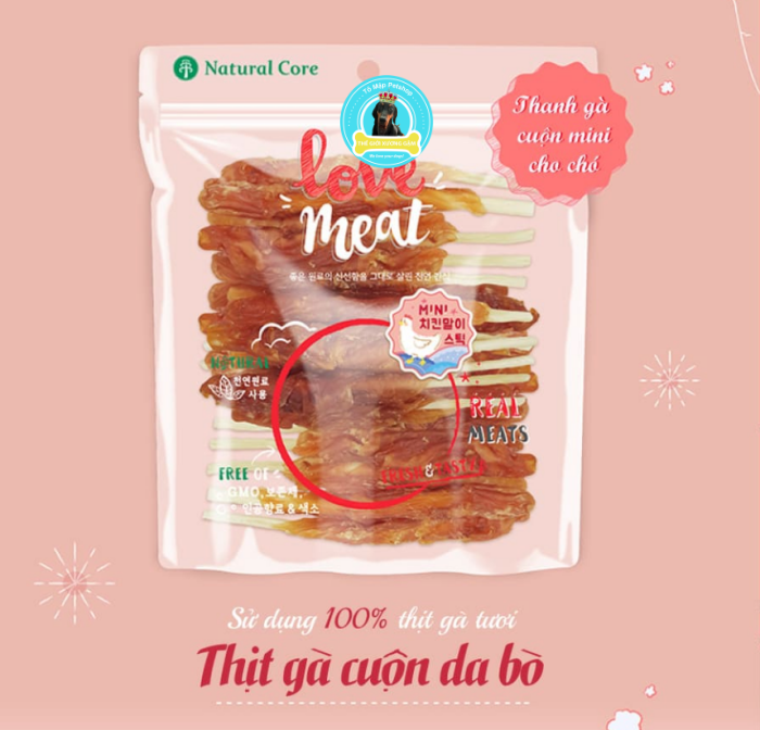 NATURAL CORE SNACK THỊT CUỘN DA BÒ CHẠO QUE MINI HÀN QUỐC CHO CHÓ