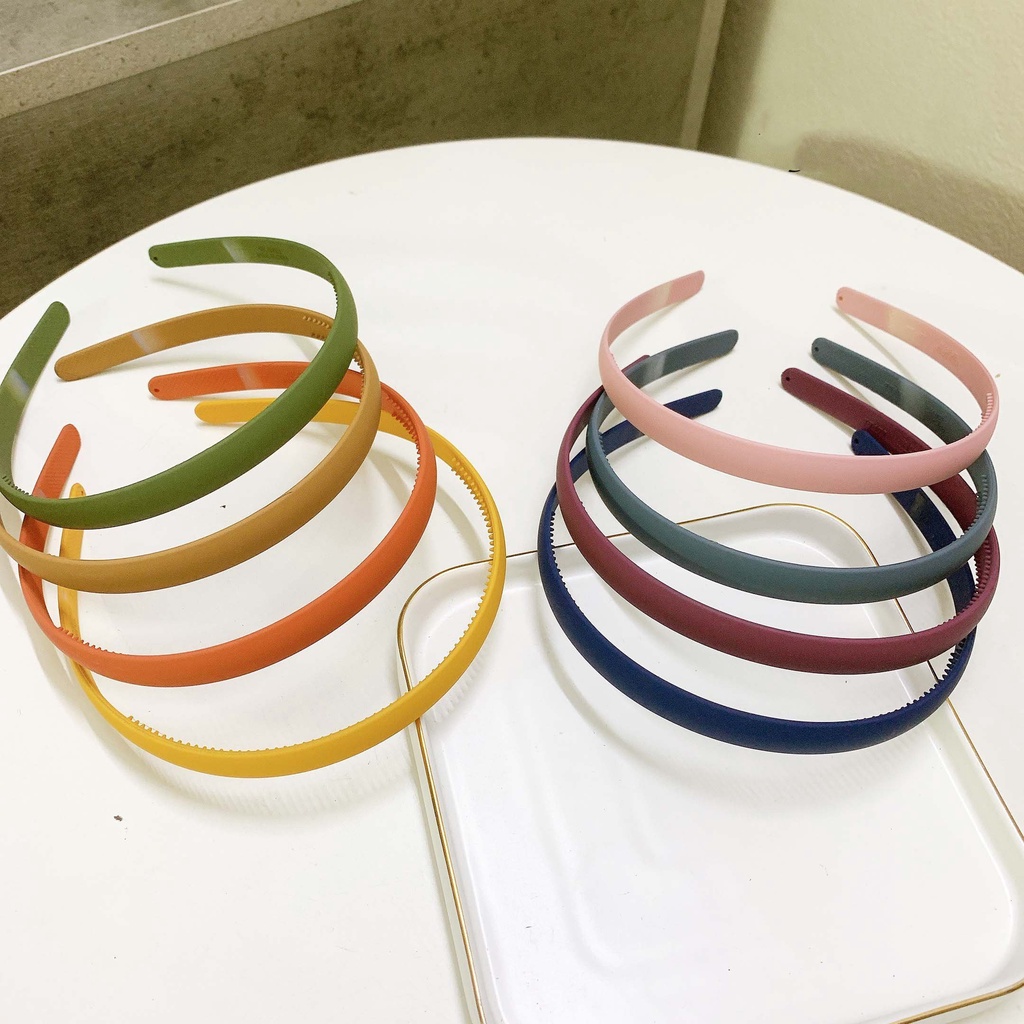 Bờm cài tóc trơn satin bản nhỏ đơn giản dễ thương