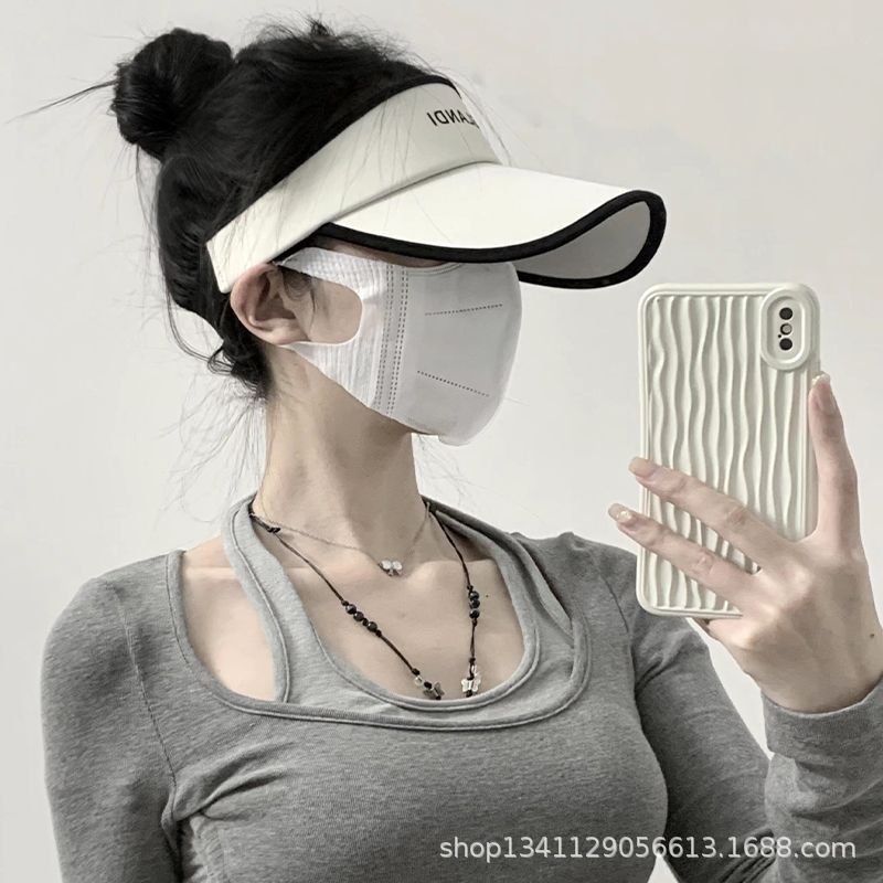 Hat Female Summer Empty Top Hat Korean Version Versatile Sunscreen Sun Hat Outdoor Running Topless Duck Tongue baseball cap