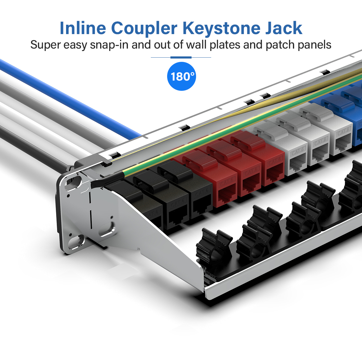 AMPCOM Khớp Nối Keystone Jack ,CAT6 /CAT6A RJ45 Khớp Nối Nội Tuyến Giắc Cắm Keystone, Bộ Ghép Nối Keystone Mô-đun Chuyển Đổi Thẳng CAT6 Cho Tấm Tường