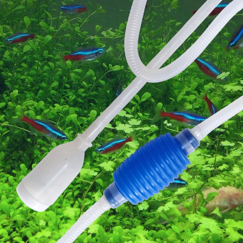 Aquarium Siphon Fish Cleaner Pump Tank Syphon Vacuum Semi-automatic ...