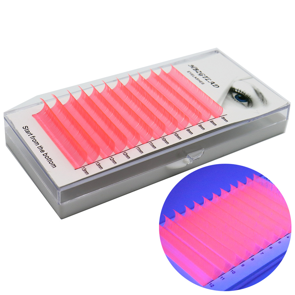 New Glow under UV light Lashes 8-13mm mix length C/D false lashes ...