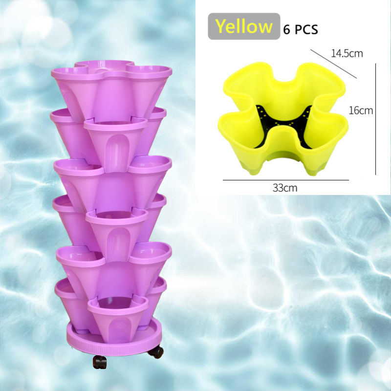 6Pcs Stereoscopic Petal Flowerpot Stackable Type Flower Pots Garden
