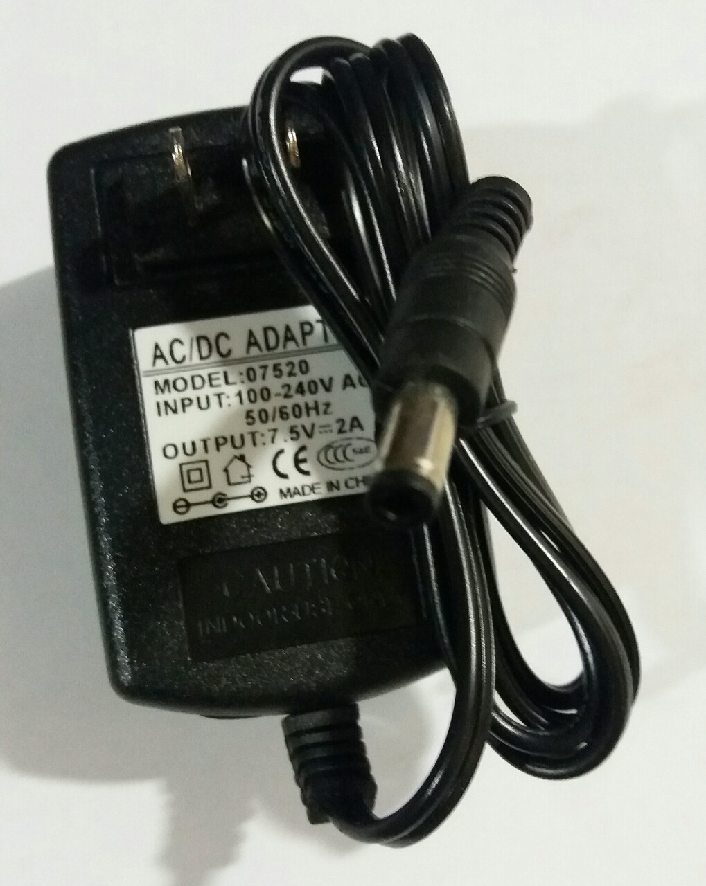 Adapter AC - DC: 7.5V - 2A, Đầu Lớn