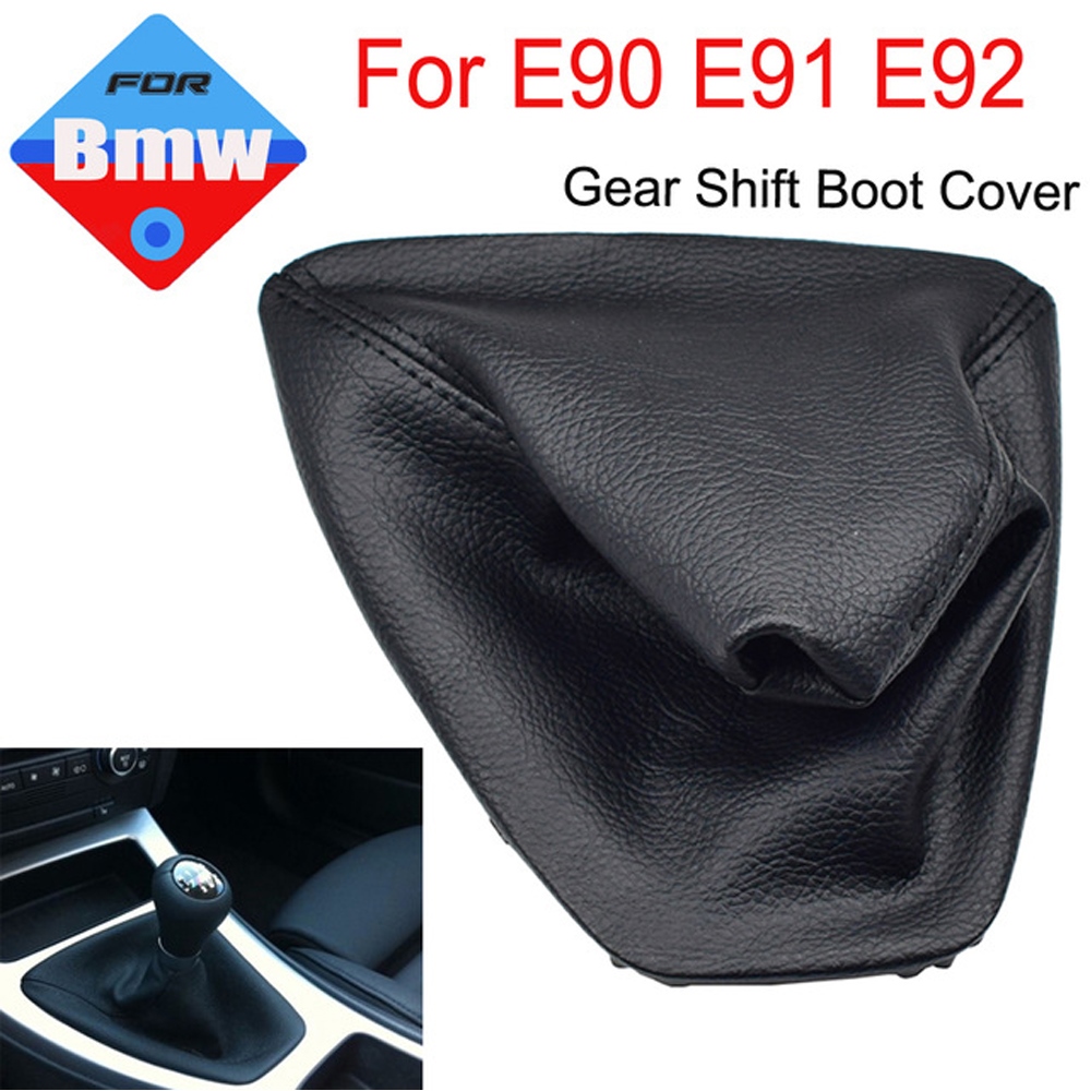 Khung da màu đen Tấm bọc cần gạt số thủ công cho BMW E30 E36 E39 E46 E81 E82 e87 E88 E90 E91 E92 e93 cần số xe ô tô Bìa (08)