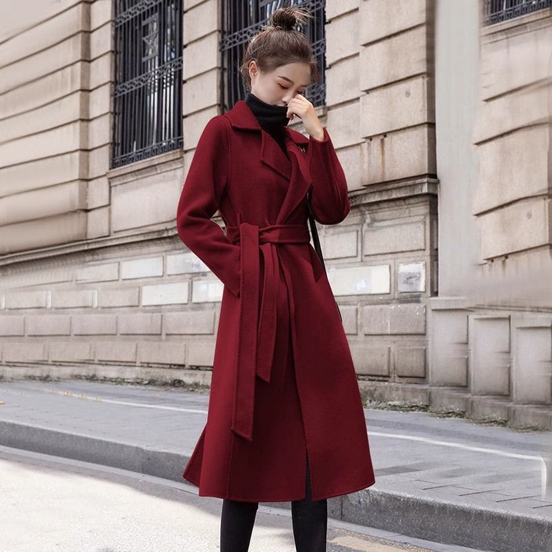Khí chất Áo khoác len dài trung bình mùa đông nữ áo khoác ấm tay áo dài rộng