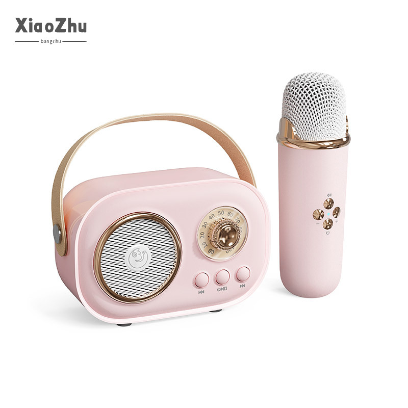XiaoZhubangchu Wireless microphone microphone audio integrated wireless bluetooth speaker karaoke children singing family ktv