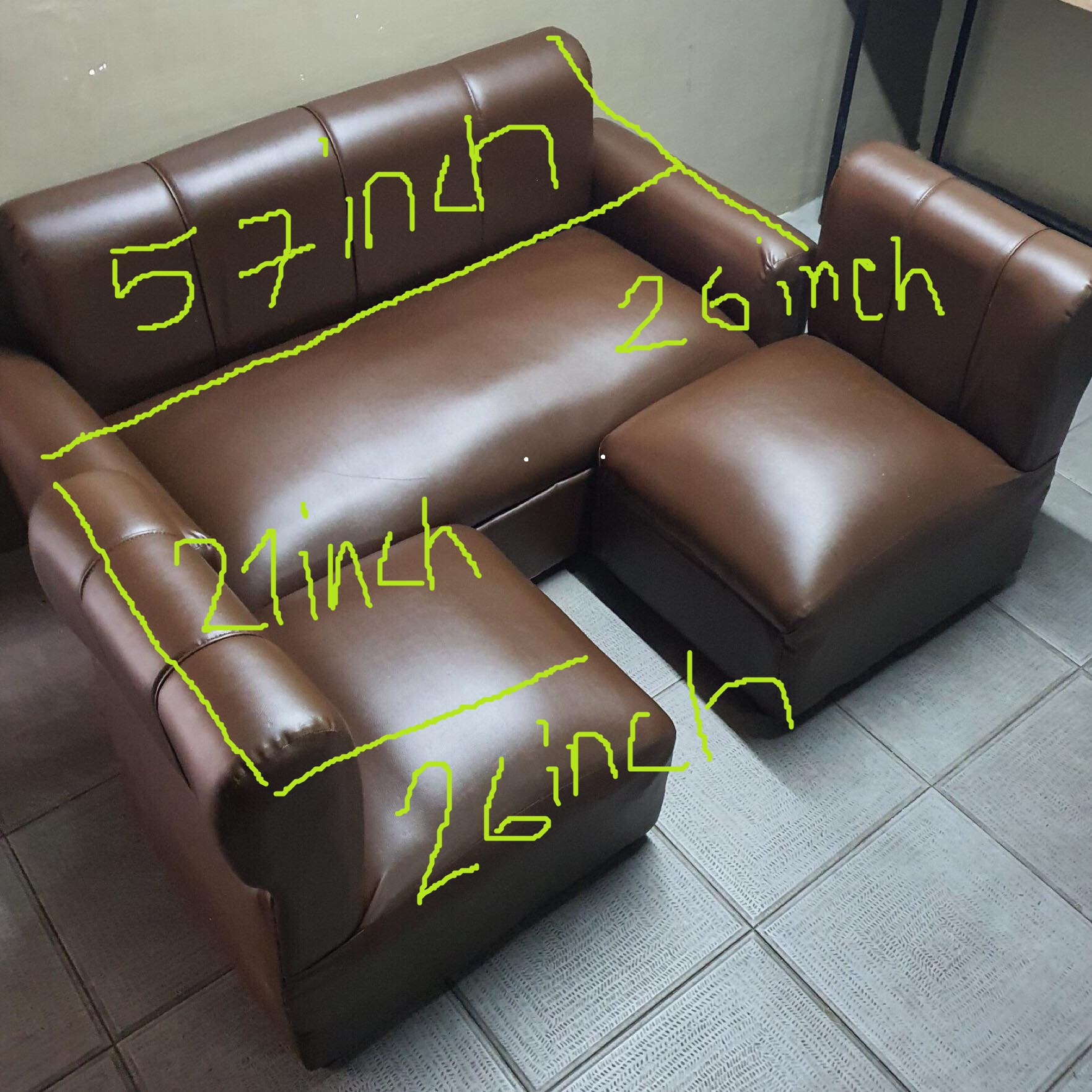 SOFA SET BROWN LEATHER URATEX FOAM Lazada PH